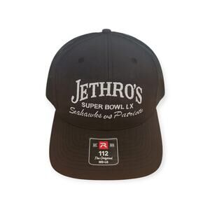 Jethro's Superbowl LX Seattle Seahawks New England Patriots Black Baseball Hat